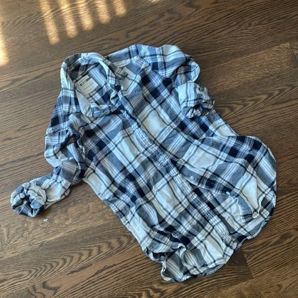 checked shirt american eagle boyfriend fit shirt
